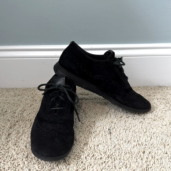 Cole Haan Black Suede Grand OS Signsture Oxford shoes Sz 7 - Picture 1 of 9